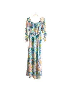 Pinkblush Off Shoulder Maternity Maxi Dress Small Cinched Waist Floral Lined NEW